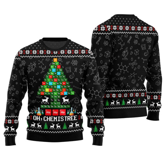 Unique Chemistree Ugly Christmas Sweater Black