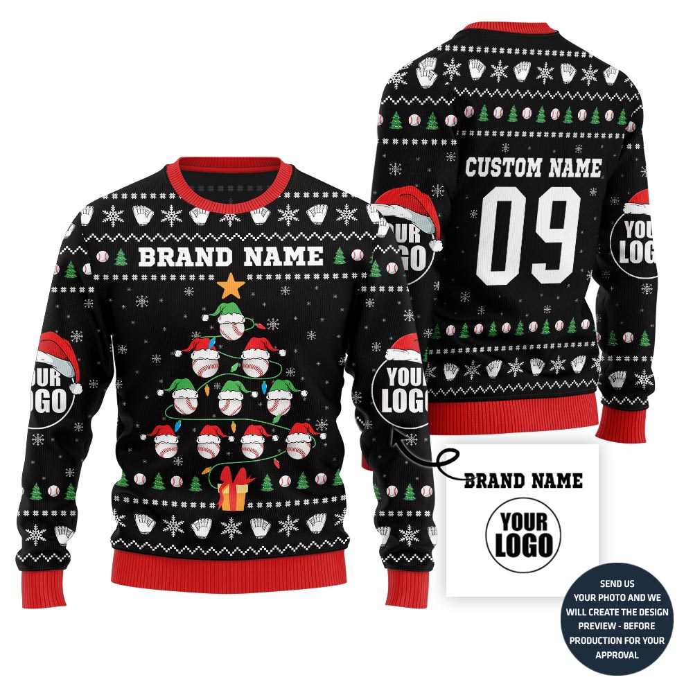 Unique Custom Baseball Team Ugly Christmas Sweater