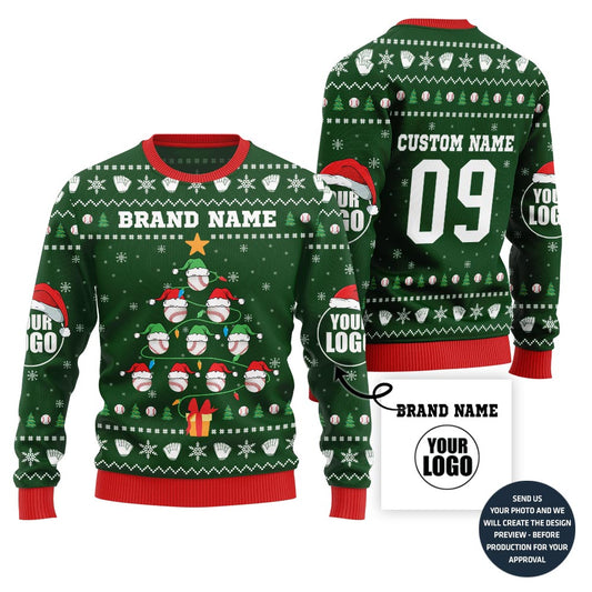 Unique Custom Baseball Team Ugly Christmas Sweater