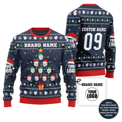 Unique Custom Baseball Team Ugly Christmas Sweater