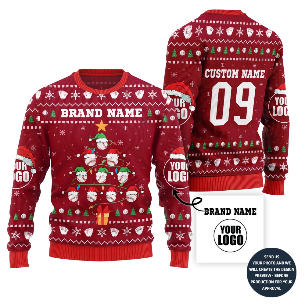 Unique Custom Baseball Team Ugly Christmas Sweater