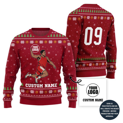 Unique Custom Basketball Logo Ugly Sweater