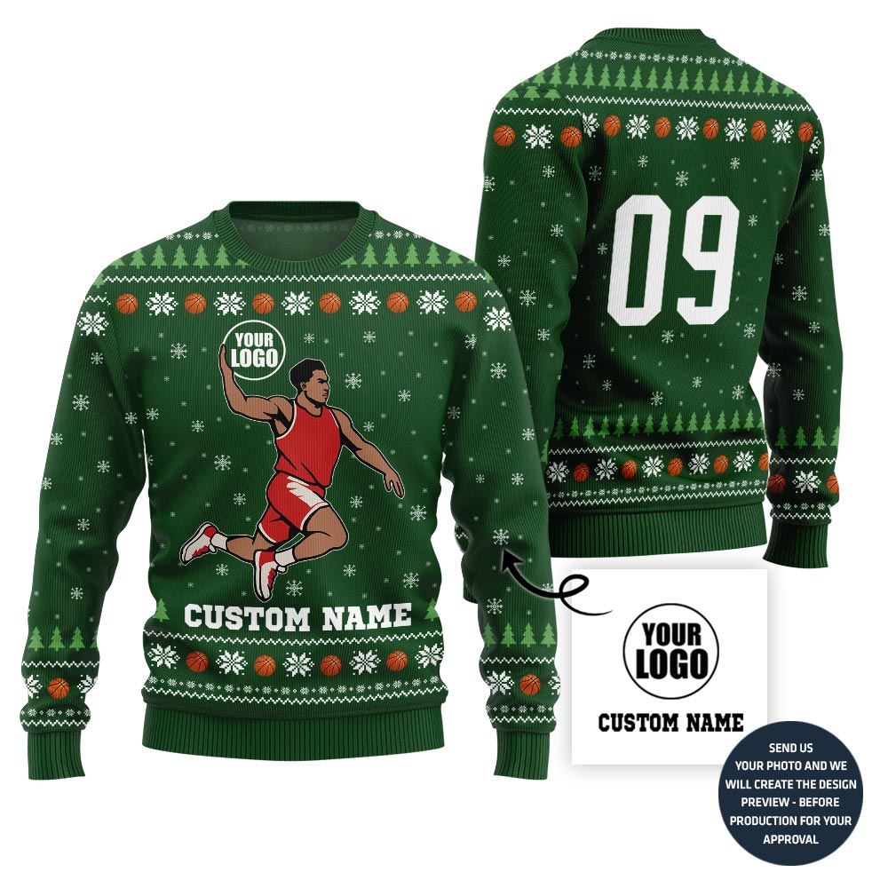 Unique Custom Basketball Logo Ugly Sweater