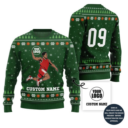 Unique Custom Basketball Logo Ugly Sweater