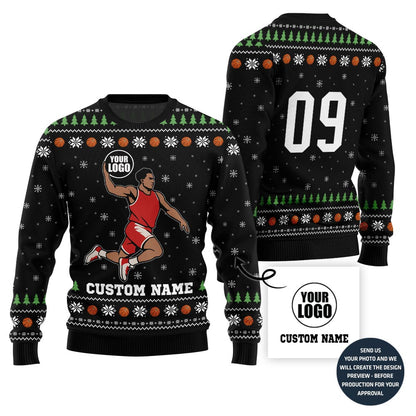 Unique Custom Basketball Logo Ugly Sweater