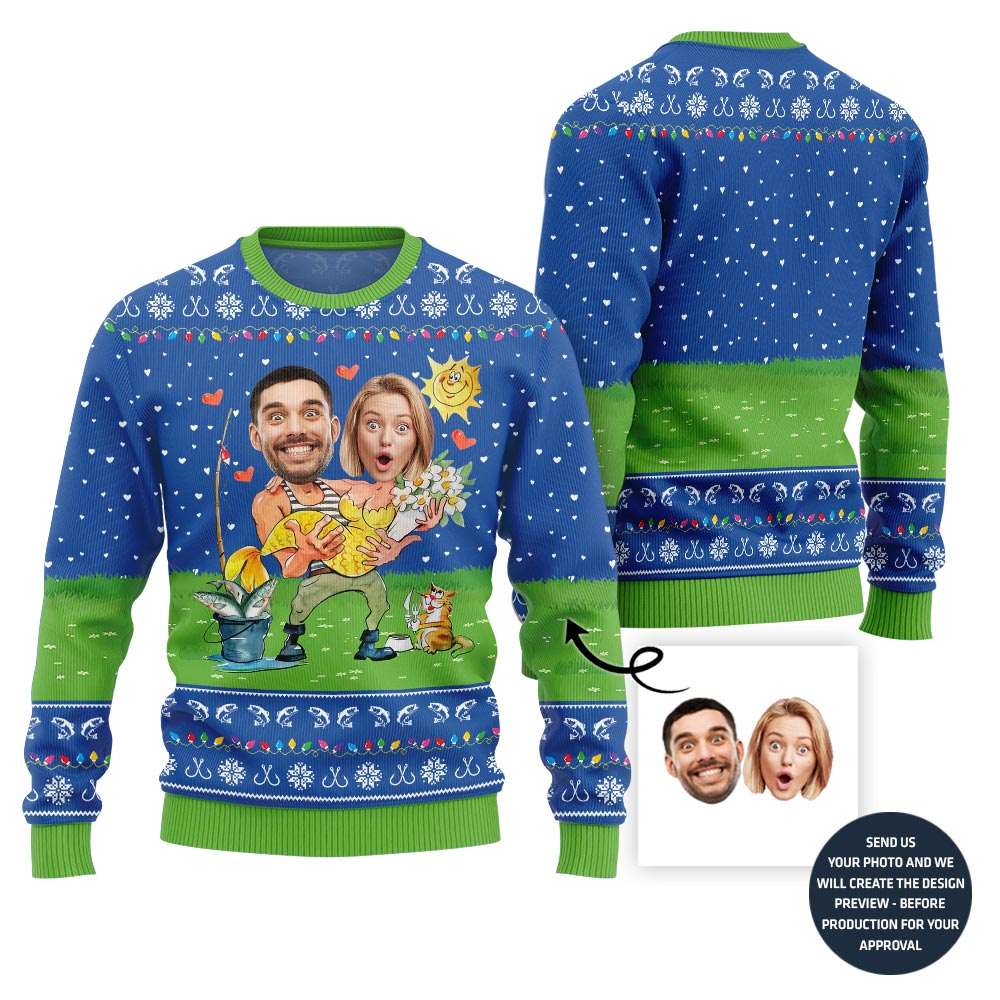 Unique Custom Face Couple Ugly Christmas Sweater