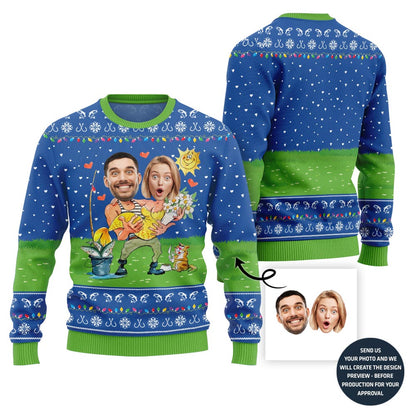 Unique Custom Face Couple Ugly Christmas Sweater
