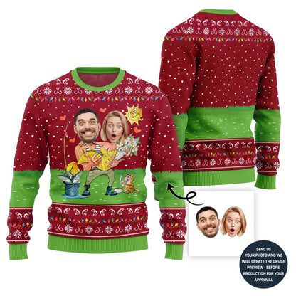 Unique Custom Face Couple Ugly Christmas Sweater