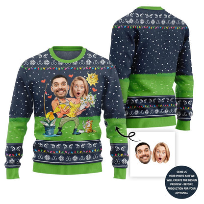 Unique Custom Face Couple Ugly Christmas Sweater