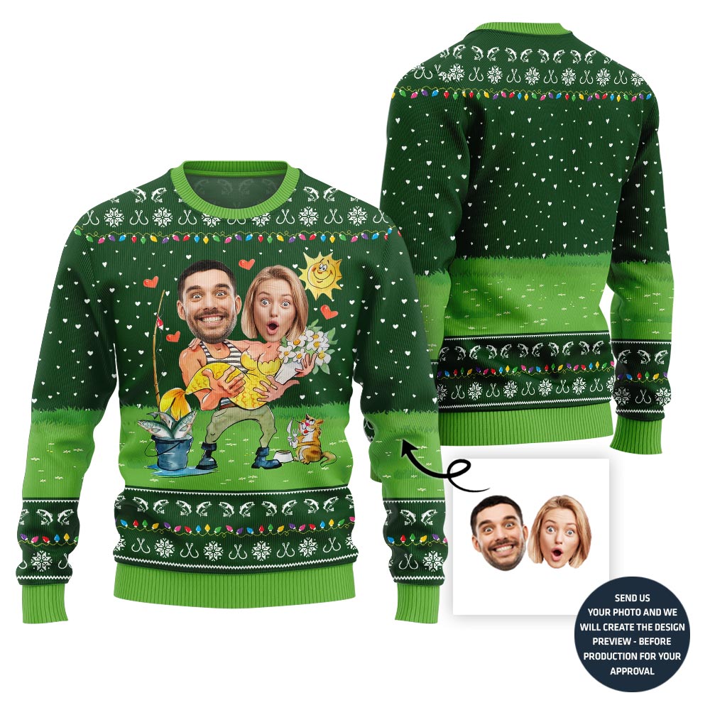 Unique Custom Face Couple Ugly Christmas Sweater