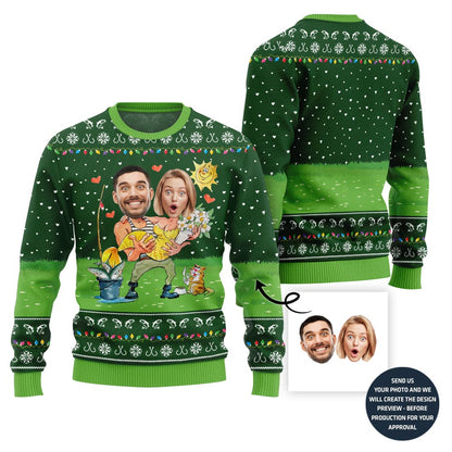 Unique Custom Face Couple Ugly Christmas Sweater