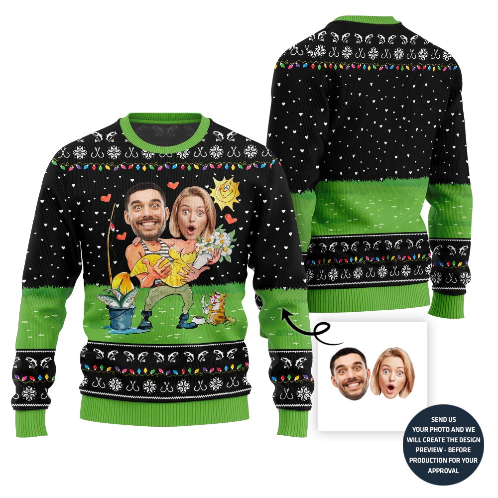 Unique Custom Face Couple Ugly Christmas Sweater