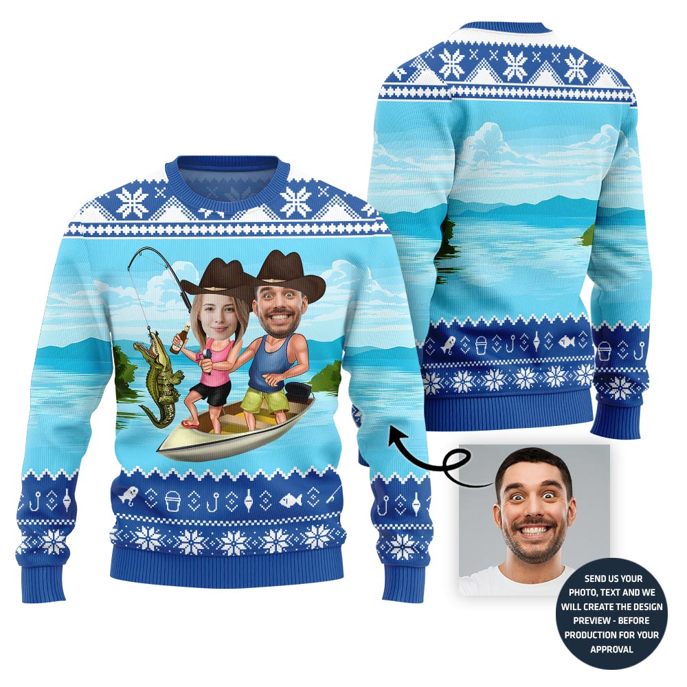 Unique Custom Face Couple Ugly Xmas Sweater
