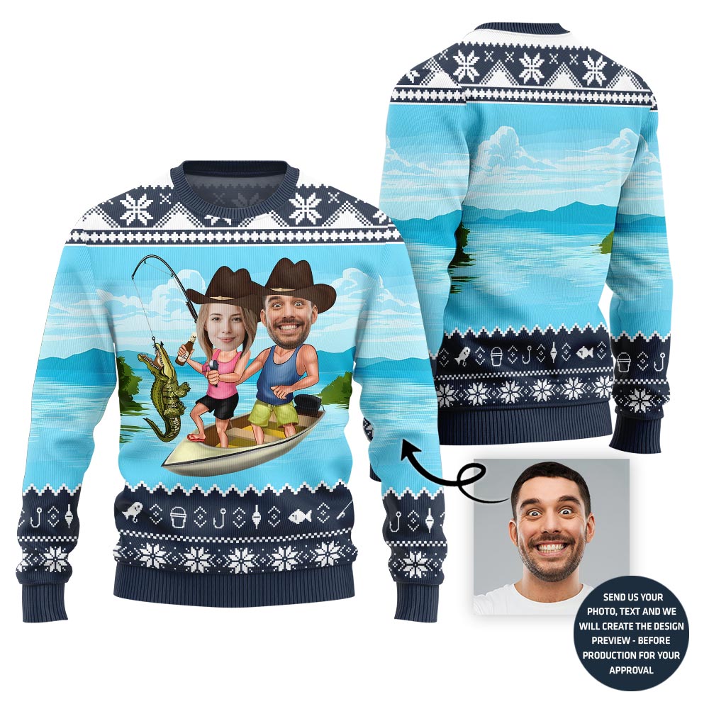 Unique Custom Face Couple Ugly Xmas Sweater