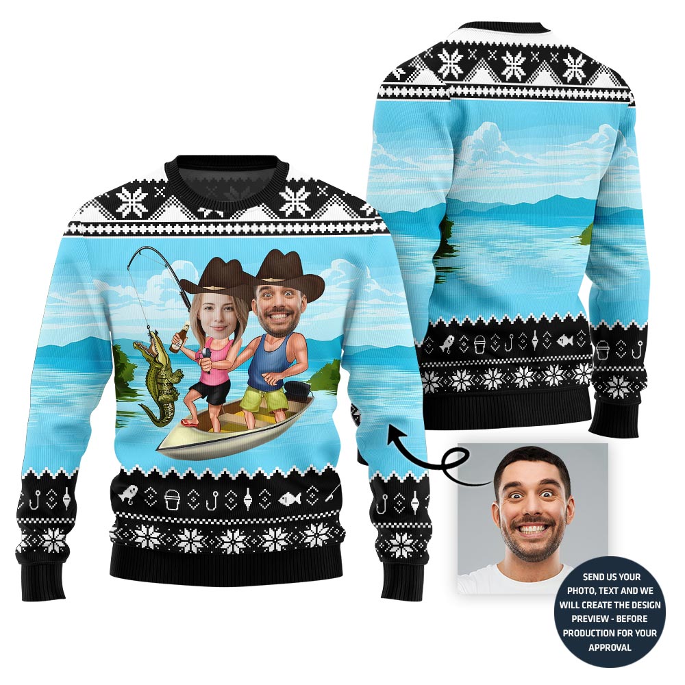 Unique Custom Face Couple Ugly Xmas Sweater