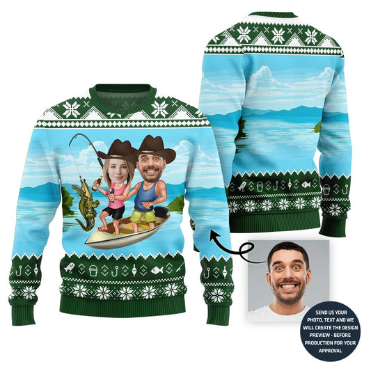 Unique Custom Face Couple Ugly Xmas Sweater