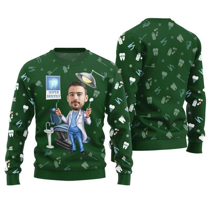 Unique Custom Face Dentist Ugly Christmas Sweater Men