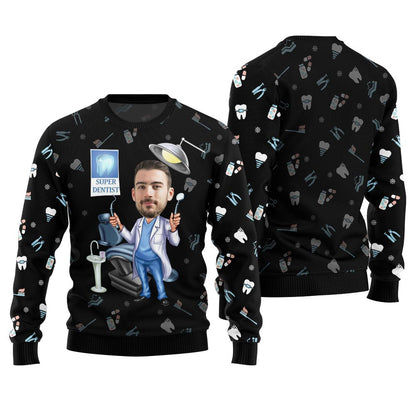 Unique Custom Face Dentist Ugly Christmas Sweater Men