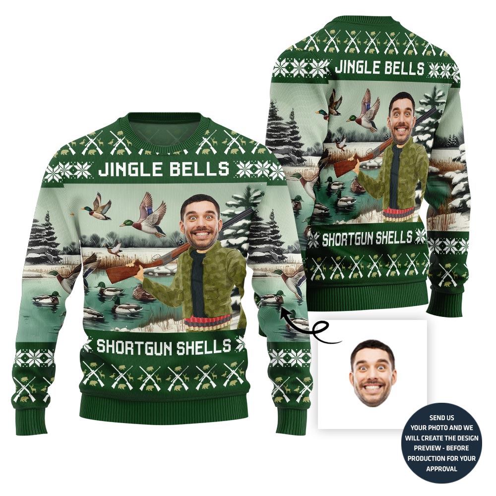 Unique Custom Face Hunting Ugly Christmas Sweater For Men