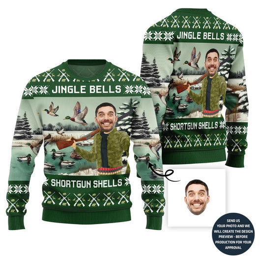 Unique Custom Face Hunting Ugly Christmas Sweater For Men