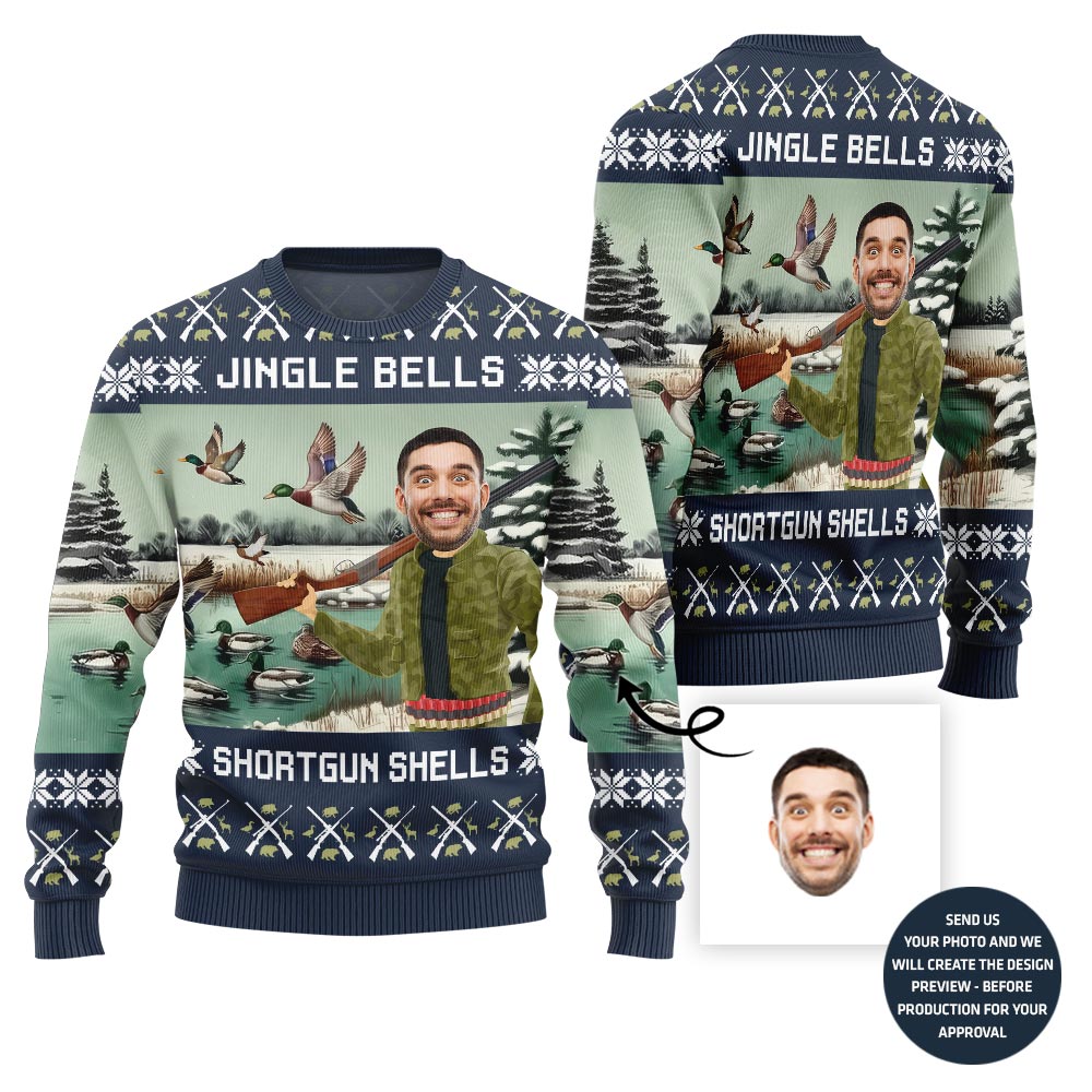 Unique Custom Face Hunting Ugly Christmas Sweater For Men