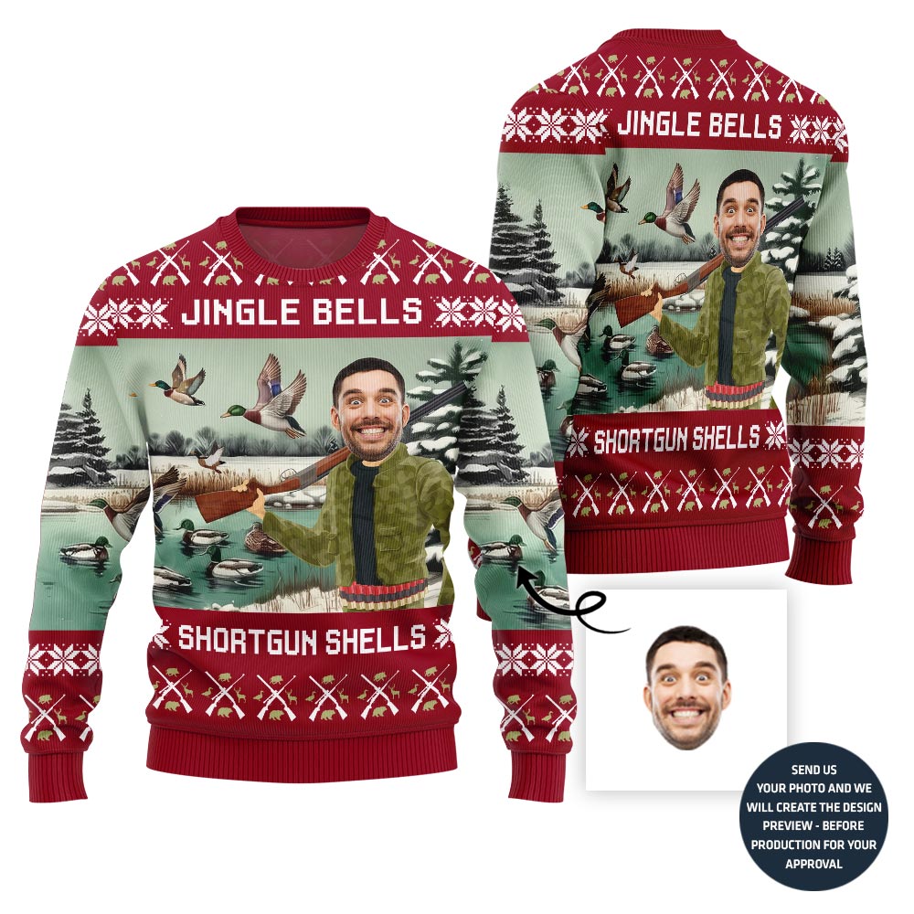 Unique Custom Face Hunting Ugly Christmas Sweater For Men