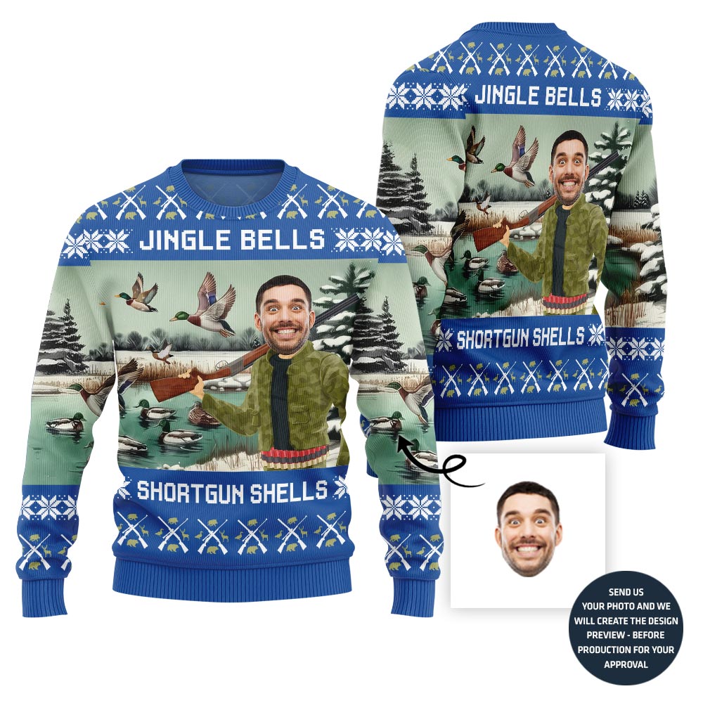 Unique Custom Face Hunting Ugly Christmas Sweater For Men