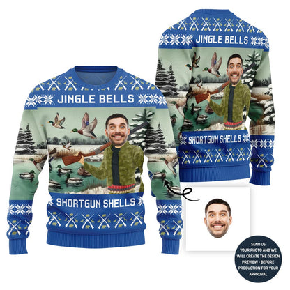 Unique Custom Face Hunting Ugly Christmas Sweater For Men