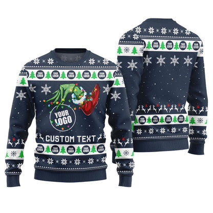 Unique Custom Logo And Brand Slogan Ugly Christmas Sweater Mens