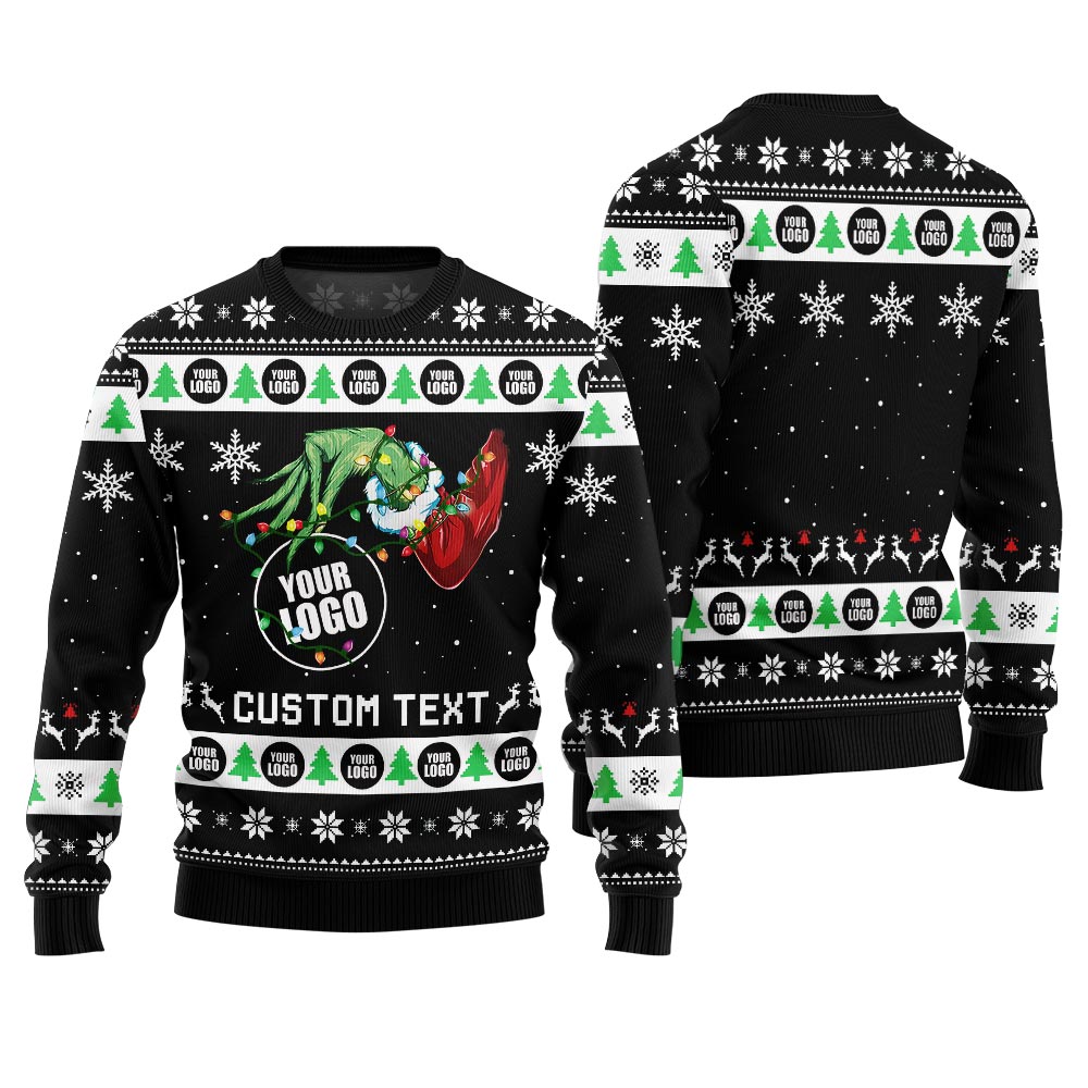 Unique Custom Logo And Brand Slogan Ugly Christmas Sweater Mens