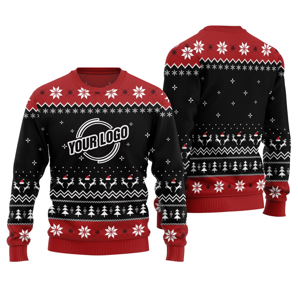 Unique Custom Logo For Business Christmas Sweater With Preview