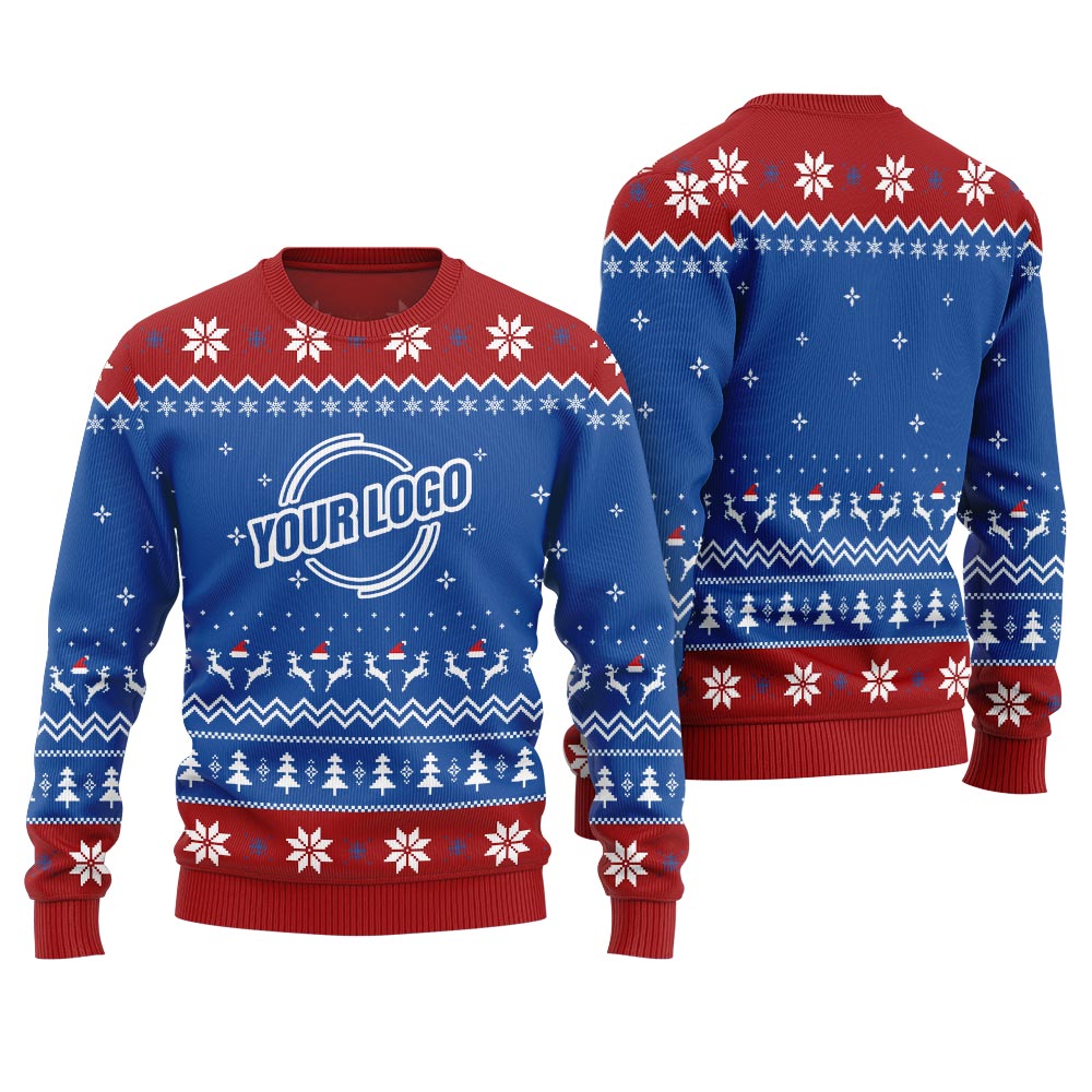Unique Custom Logo For Business Christmas Sweater With Preview