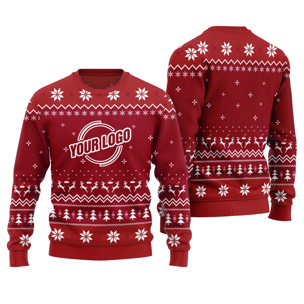 Unique Custom Logo For Business Christmas Sweater With Preview