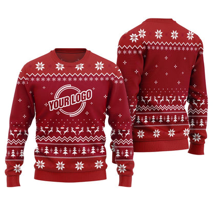 Unique Custom Logo For Business Christmas Sweater With Preview