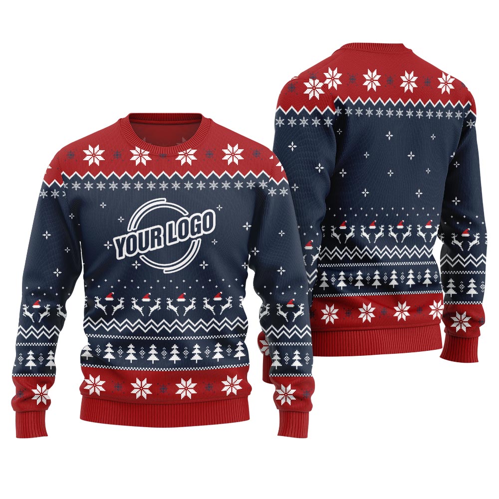 Unique Custom Logo For Business Christmas Sweater With Preview