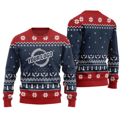 Unique Custom Logo For Business Christmas Sweater With Preview