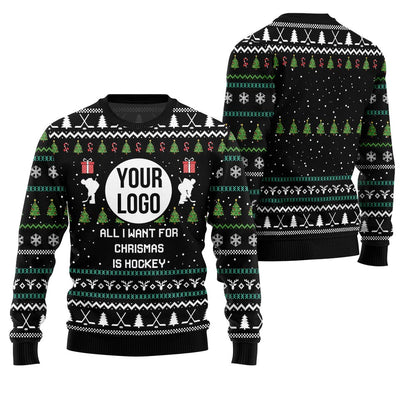 Unique Custom Logo Hockey Ugly Christmas Sweater