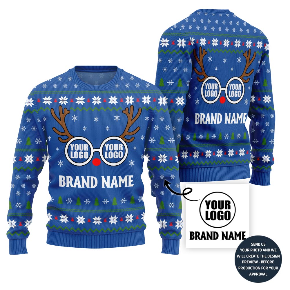 Unique Custom Logo Reindeer Brand Xmas Sweater
