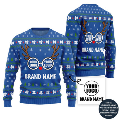 Unique Custom Logo Reindeer Brand Xmas Sweater
