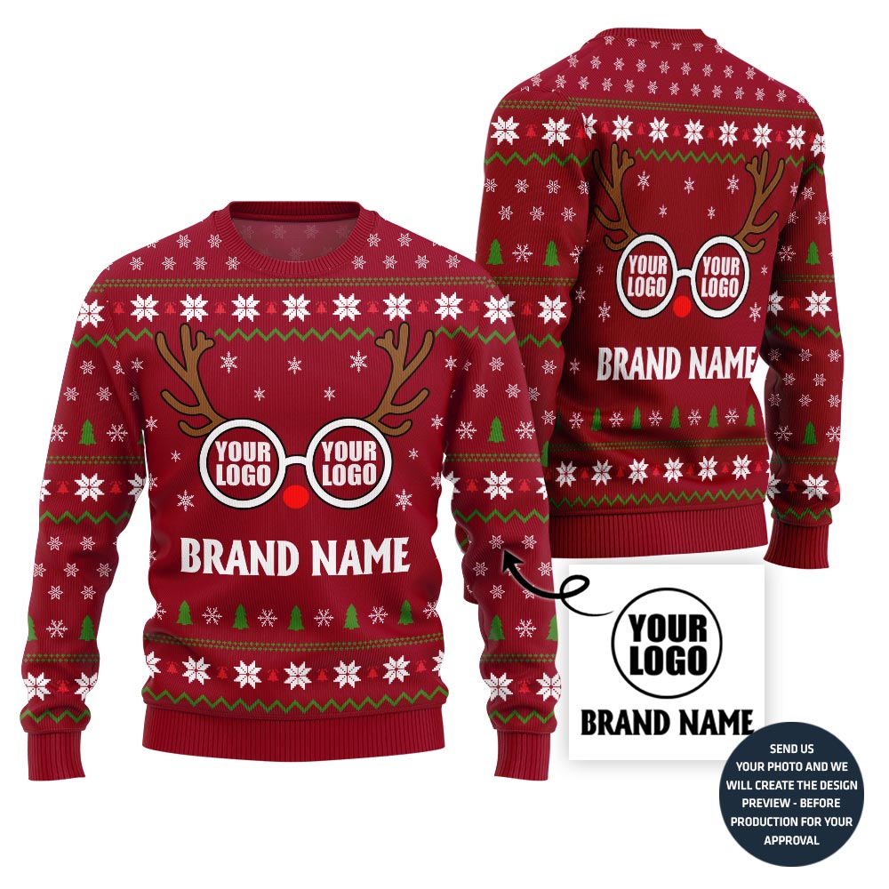 Unique Custom Logo Reindeer Brand Xmas Sweater