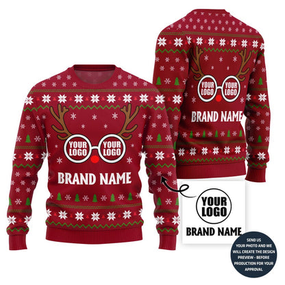 Unique Custom Logo Reindeer Brand Xmas Sweater