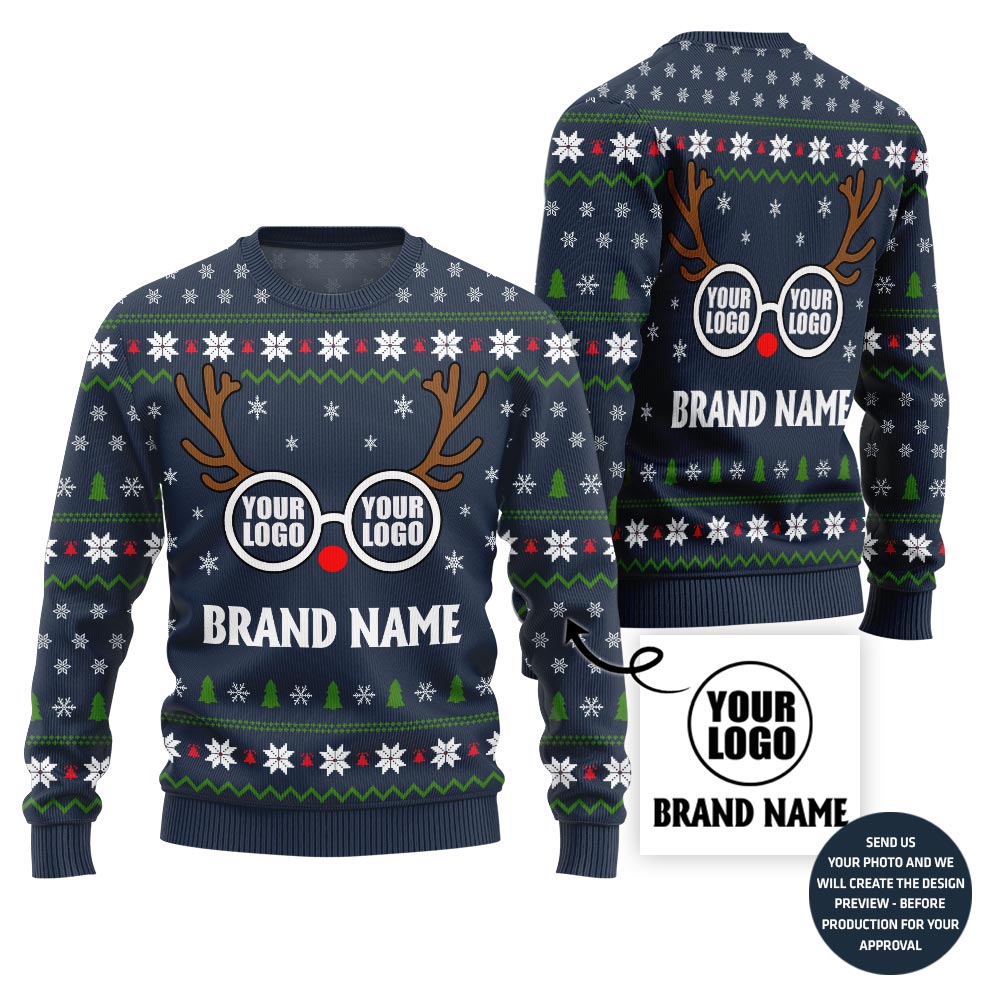 Unique Custom Logo Reindeer Brand Xmas Sweater