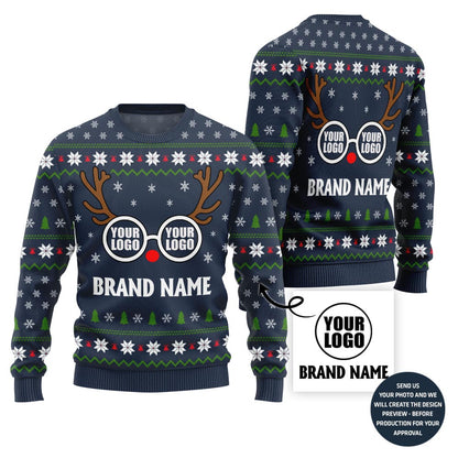 Unique Custom Logo Reindeer Brand Xmas Sweater
