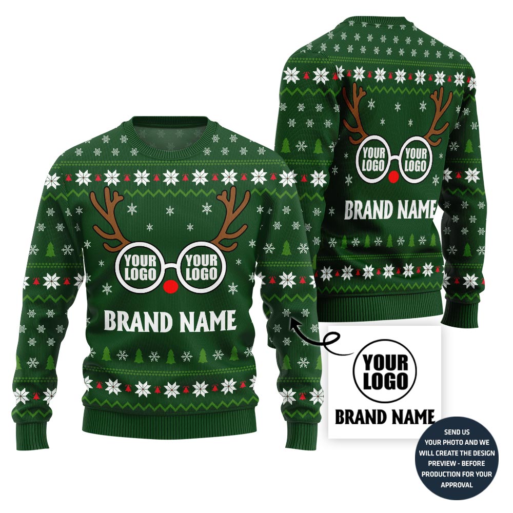Unique Custom Logo Reindeer Brand Xmas Sweater