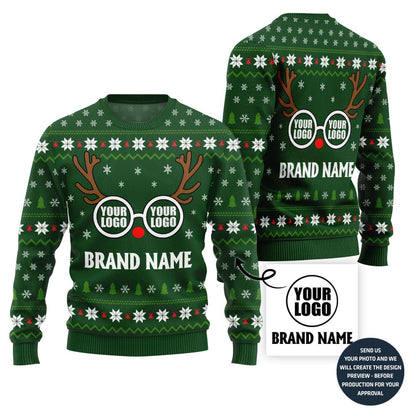 Unique Custom Logo Reindeer Brand Xmas Sweater
