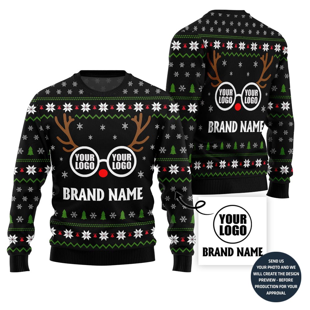 Unique Custom Logo Reindeer Brand Xmas Sweater