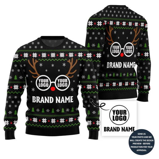 Unique Custom Logo Reindeer Brand Xmas Sweater