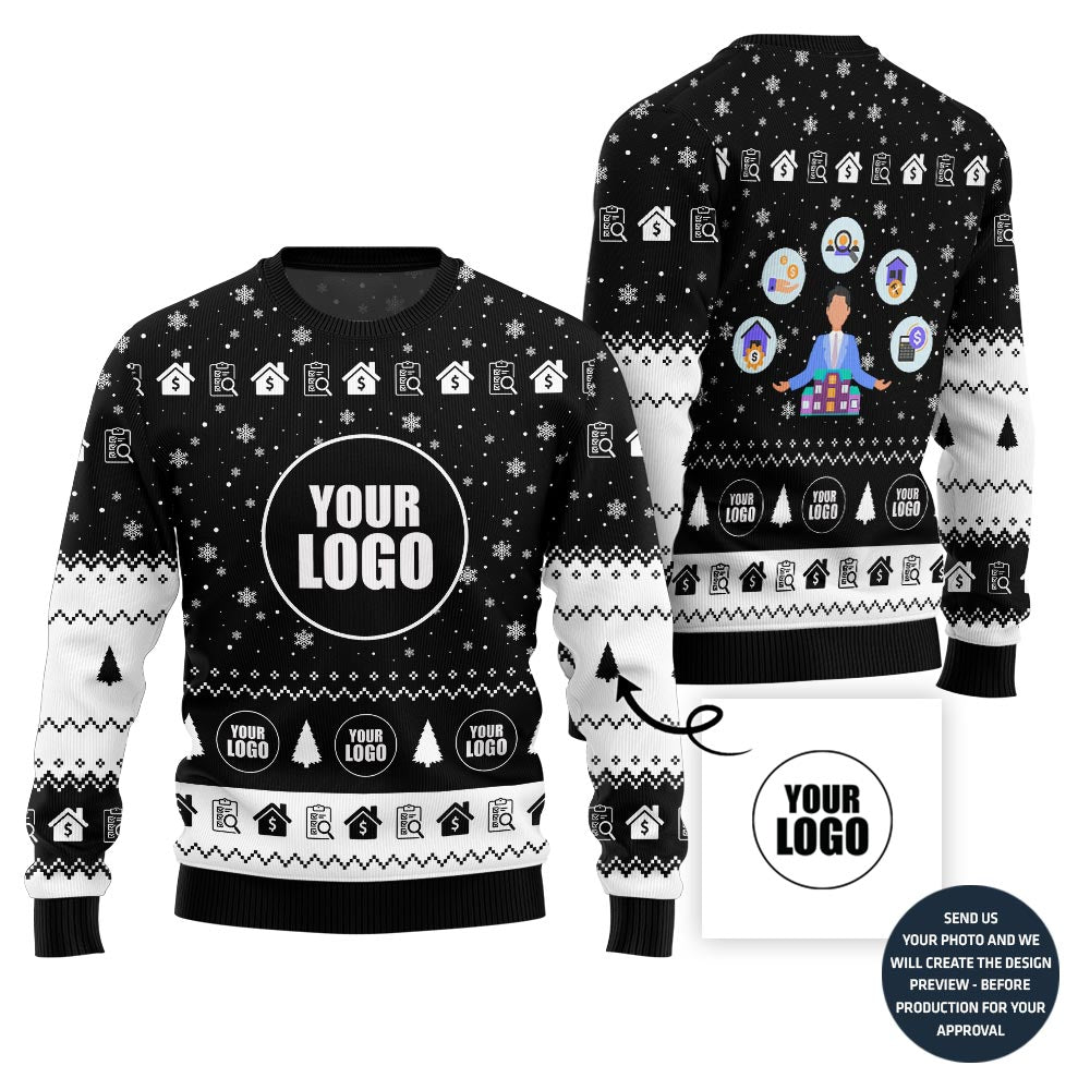 Unique Custom Logo Ugly Christmas Sweater For Property Team