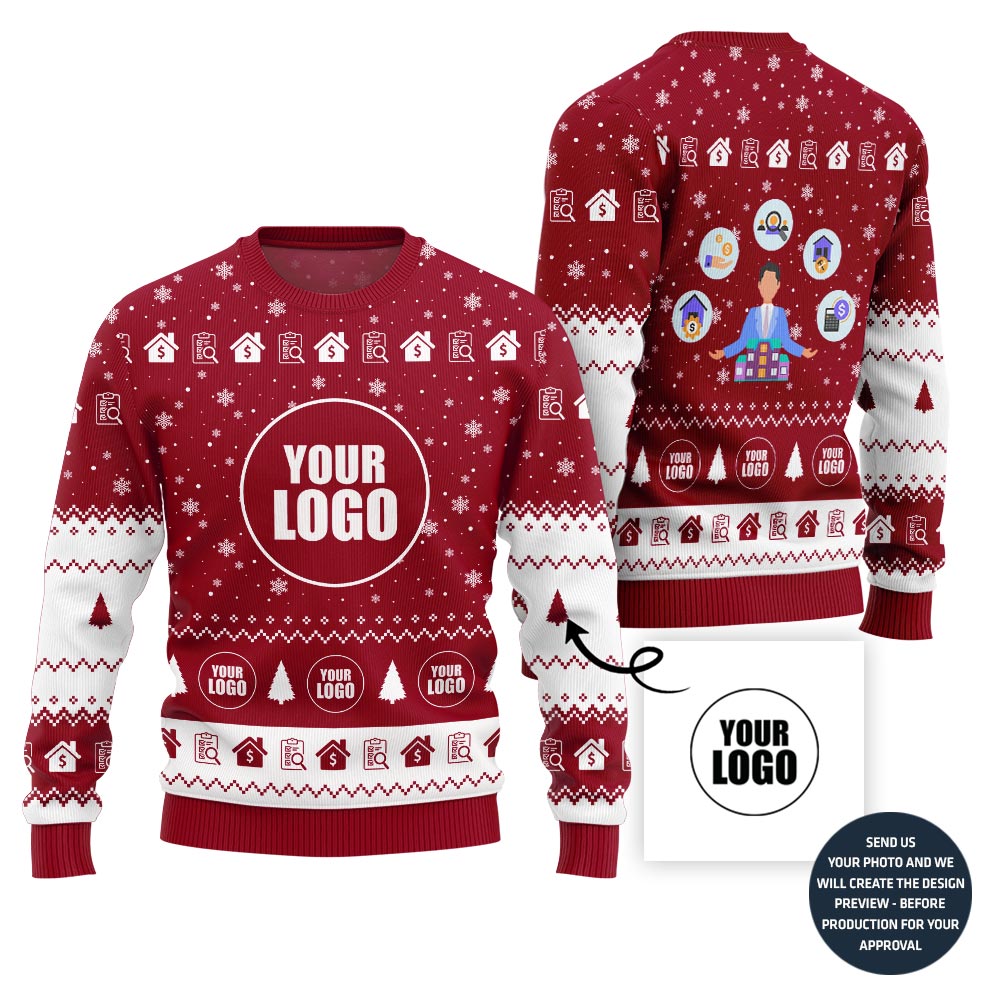 Unique Custom Logo Ugly Christmas Sweater For Property Team