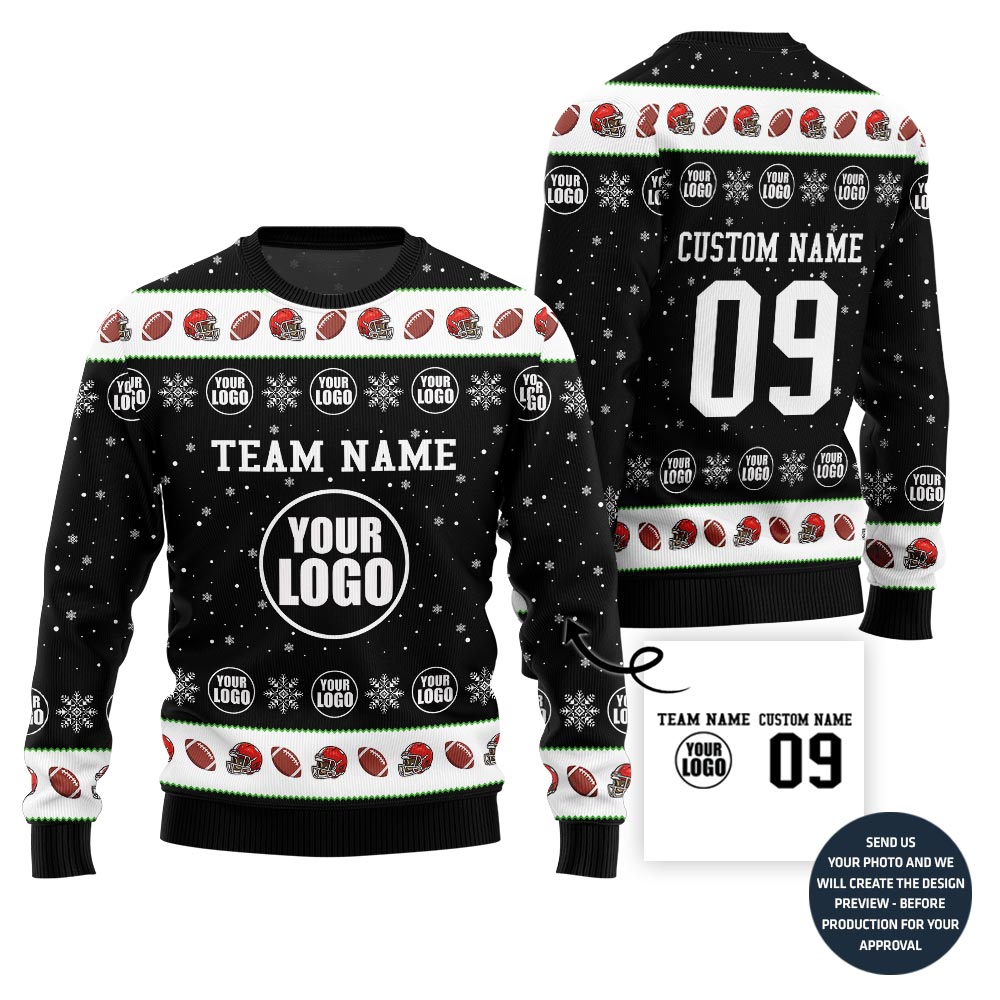Unique Custom Logo Ugly Xmas Sweater For Football Team